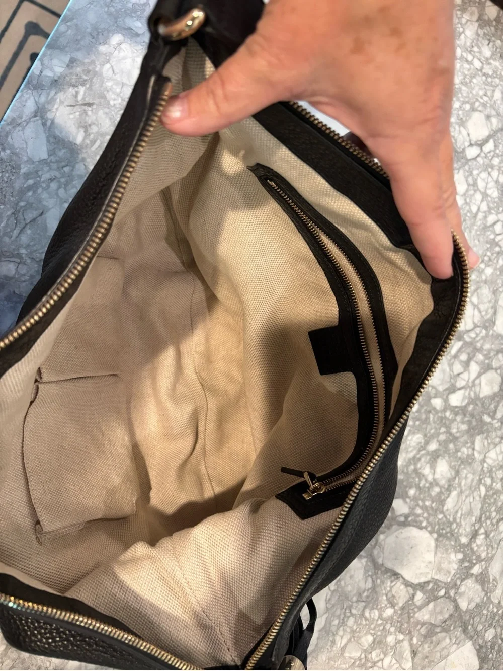 Gucci Black Pebbled Leather Hobo with Embossed GG